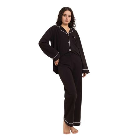 Premium Black Cotton Pajama Set - 2-Piece Sleepwear Collection
