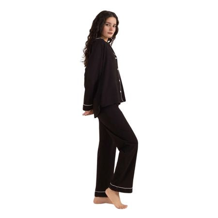 Premium Black Cotton Pajama Set - 2-Piece Sleepwear Collection