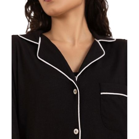 Premium Black Cotton Pajama Set - 2-Piece Sleepwear Collection