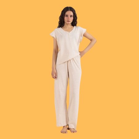 Pink– Henley V-Neck Sleepover Set
