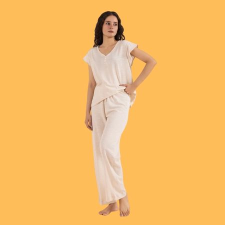 Pink– Henley V-Neck Sleepover Set