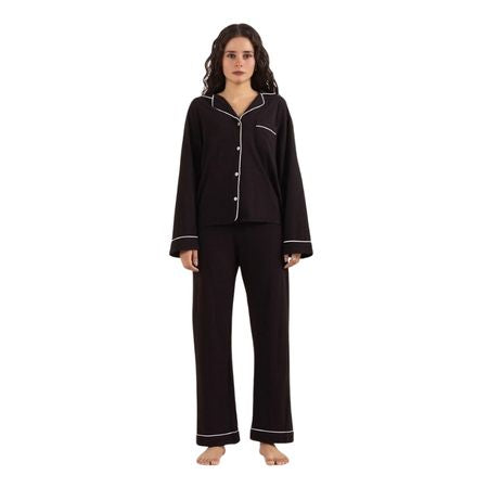 Premium Black Cotton Pajama Set - 2-Piece Sleepwear Collection