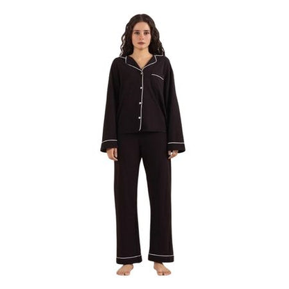 Premium Black Cotton Pajama Set - 2-Piece Sleepwear Collection