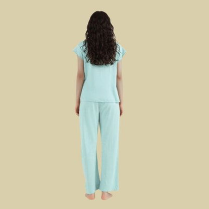 Henley V-Neck Sleepover Top – C Green | Densha Store
